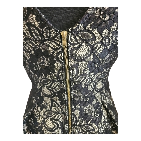 UNBRANDED sleeveless fit & flare lace mini dress cream black size small - Picture 4 of 6